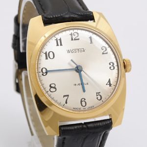 Złocony zegarek Wostok ze srebrną tarczą
