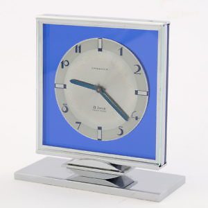 Cobalt glass art deco desk clock by Angelus Stolz Freres