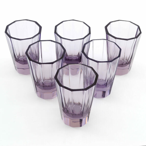 set of six amethyst crystal glasses