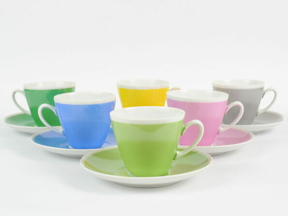 Colourful Porcelain Coffee Cups from MZ Stara Role, 1960s