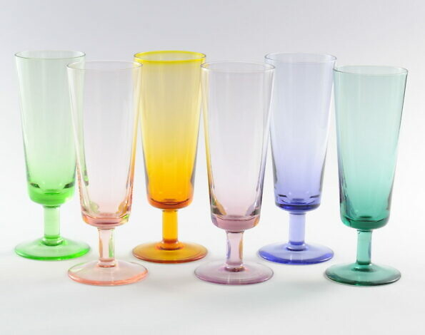 Set of colored wine glasses