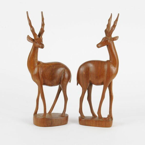 Pair of Teak Antelope Figures from 1960s
