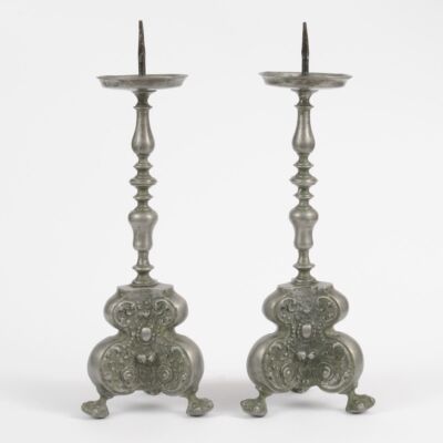 Cynowe barokowe świeczniki, XVIII wiek