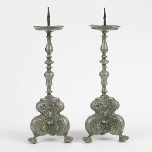 Cynowe barokowe świeczniki, XVIII wiek