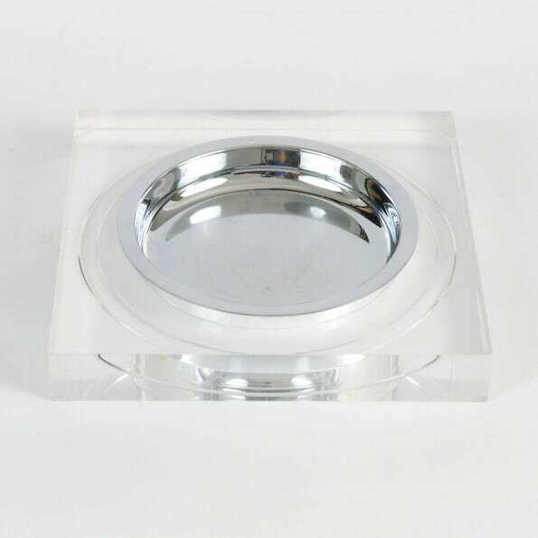 lucite and chromed metal ashtray by Felice Antonio Botta