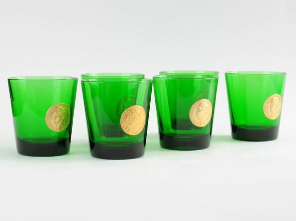 Zielone szklanki Byrrh, Włochy, lata 70.
