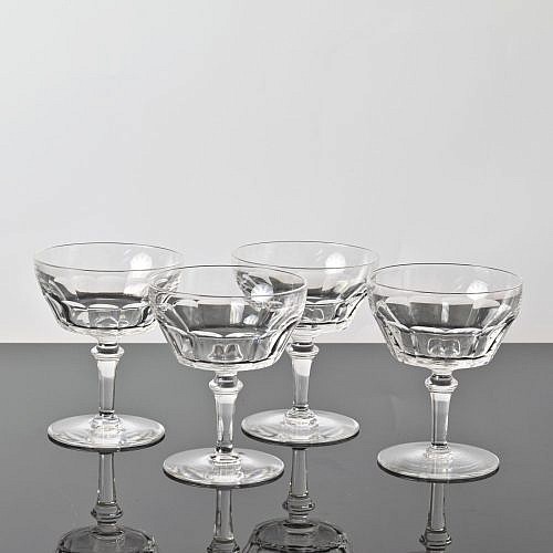 Kryształowe kieliszki do szampana Val Saint Lambert, Belgia, lata 50.