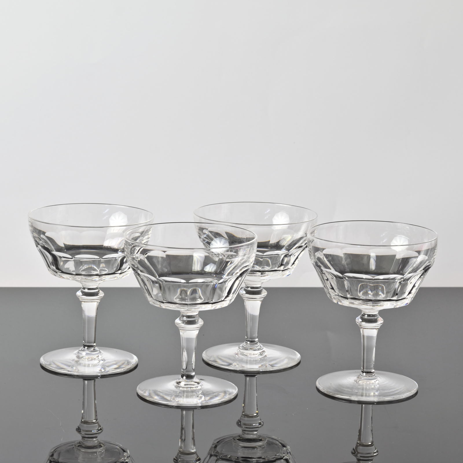 Kryształowe kieliszki do szampana Val Saint Lambert, Belgia, lata 50.