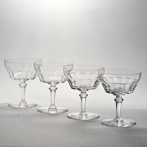 Kryształowe kieliszki do szampana Val Saint Lambert, Belgia, lata 50.