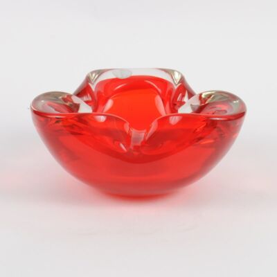 Czerwona popielnica Murano, Włochy, lata 60.