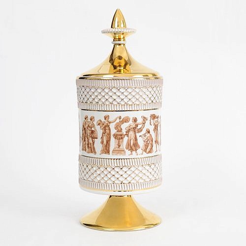 Złocony pojemnik Fiorentine, Włochy, lata 50