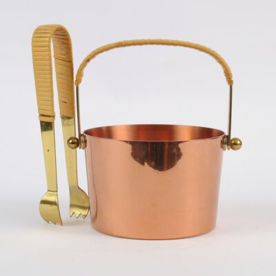 Kubełek do lodu ze szczypcami, proj. Gunnar Ander, Ystad Metall, Szwecja, lata 60.