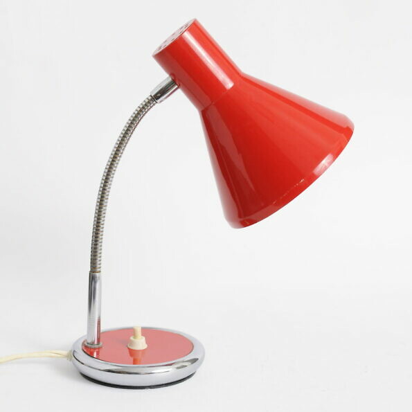 Czerwona lampka biurkowa, Włochy, lata 60.