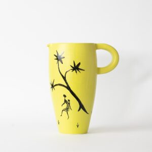 Żółty ceramiczny dzban, Cerenne Vallauris, Francja, lata 50.