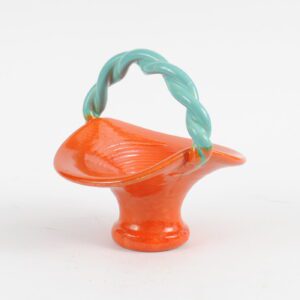 Pomarańczowy ceramiczny koszyk, Roger Guerin, Belgia, lata 30.