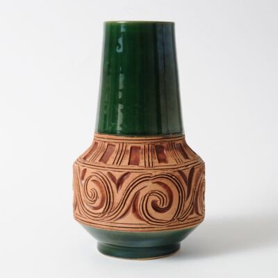 Zielony wazon sgraffito, Fratelli Fanciullacci, Włochy, lata 60.