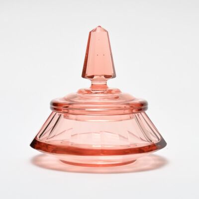 Kryształowe puzderko art deco, Czechosłowacja, lata 30.