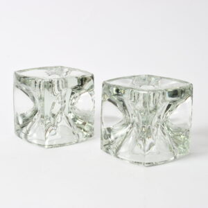 Para szklanych świeczników, proj. Rudolf Jurnikl, lata 70.