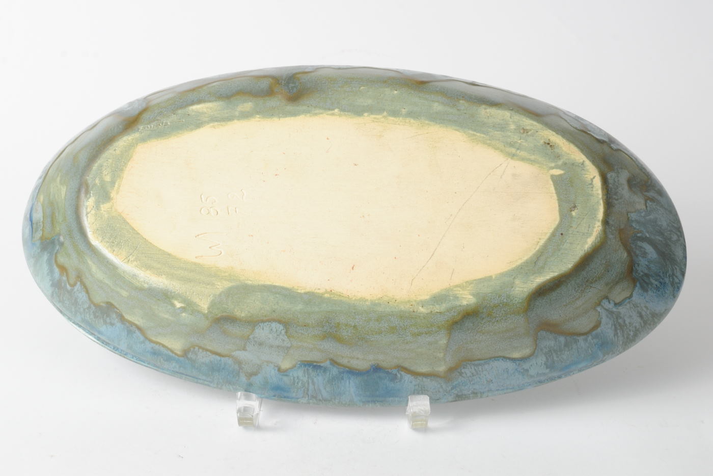 Ceramiczna patera ze szkliwem zaciekowym, Belgia, lata 20.
