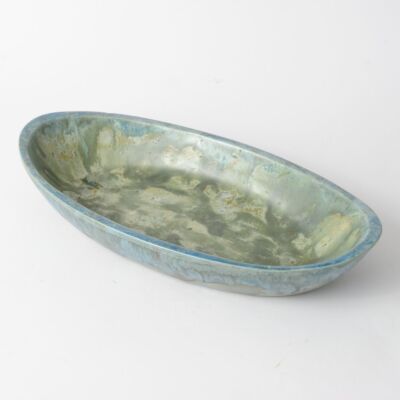 Ceramiczna patera ze szkliwem zaciekowym, Belgia, lata 20.