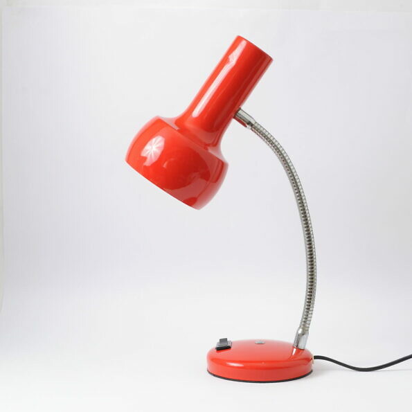 Czerwona lampa biurkowa, Włochy, lata 60.
