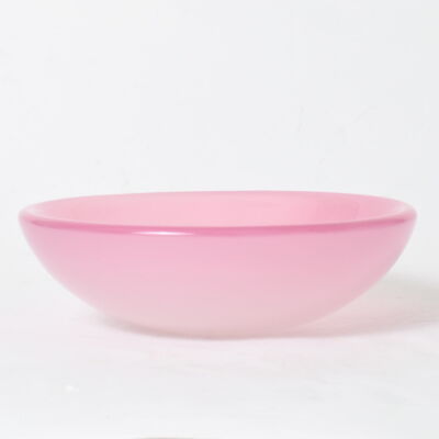 Różowa patera ze szkła alabastro proj. Archimede Seguso, Murano, Włochy, lata 60.