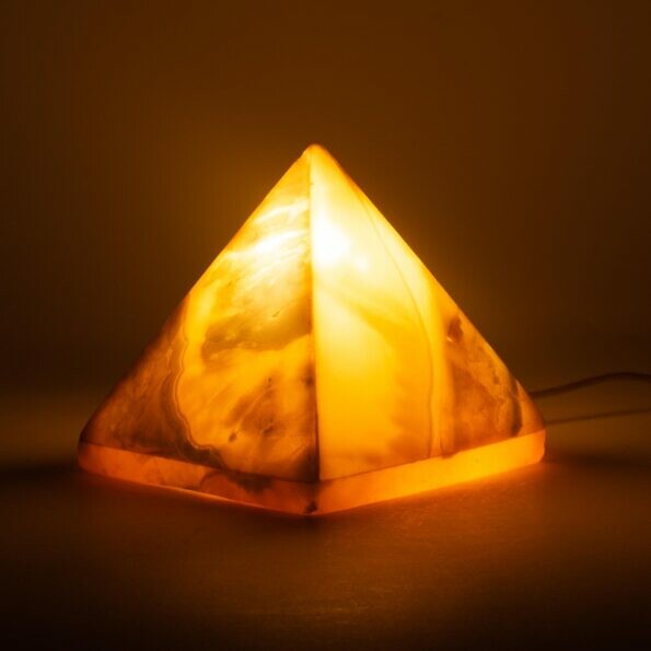 Vintage lampa piramida z onyksu, lata 80.