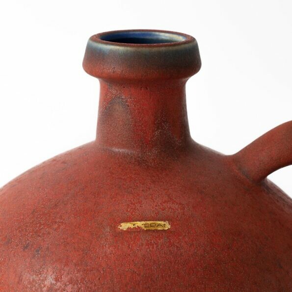 Czerwony ceramiczny wazon Otto Keramik z lat 60. XX w.