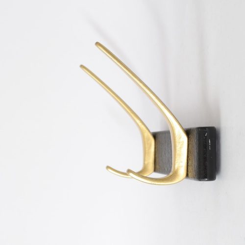 Czarno-złoty wieszak ścienny w stylu mid-century, lata 50.