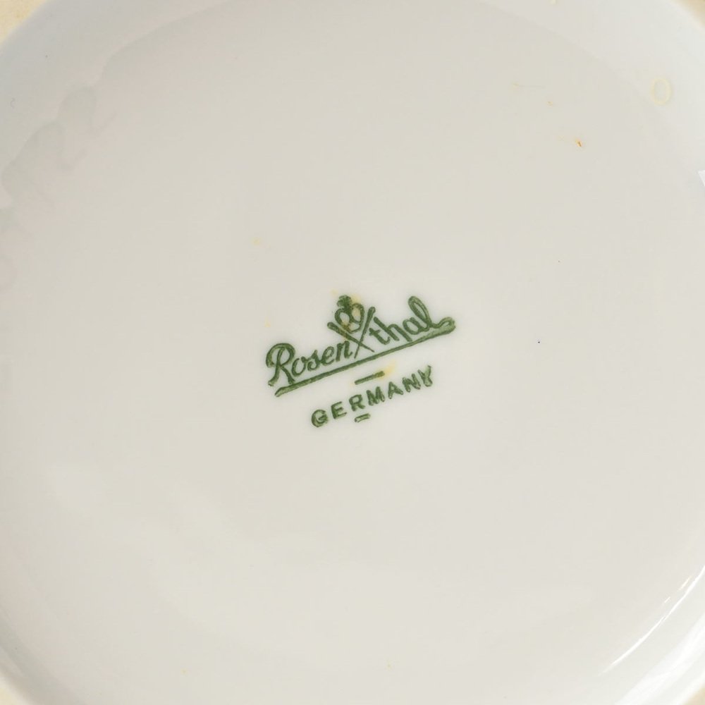 Modernistyczny wazon z białej porcelany Rosenthal ze złoconą dekoracją, lata 70.