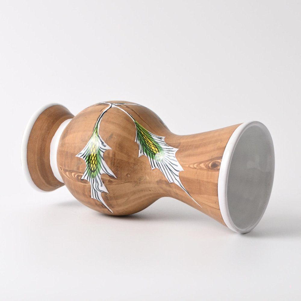 Wazon ceramiczny w dekorze drewna, Fiamma, Włochy, lata 60.