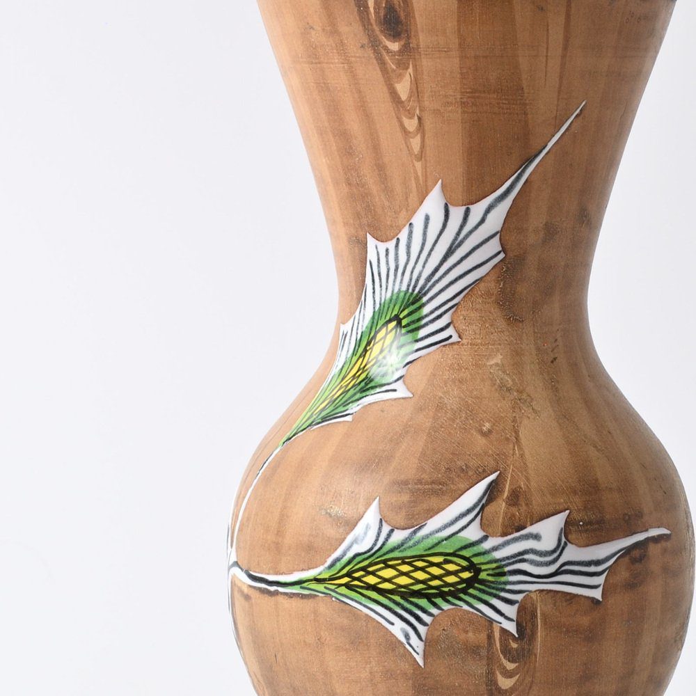 Wazon ceramiczny w dekorze drewna, Fiamma, Włochy, lata 60.